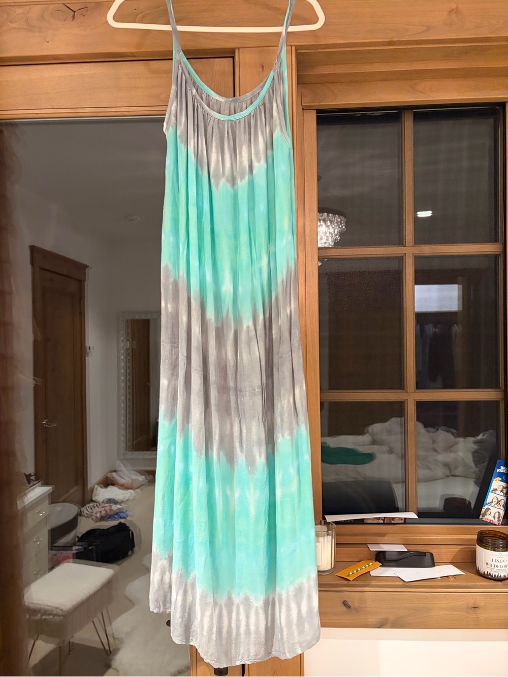 H&M Aqua and Gray Tie-Dye Maxi Dress